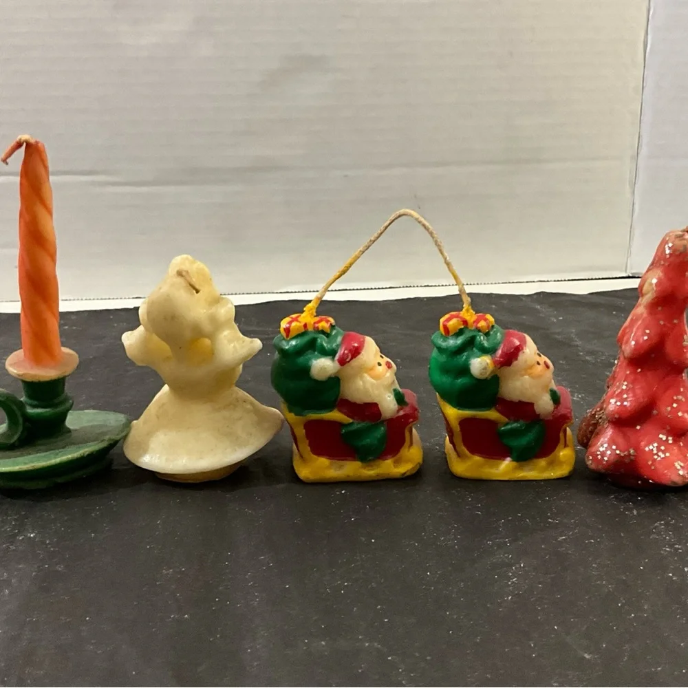 Vintage Lot of Four Assorted Vintage Christmas Candles Gurley Santa